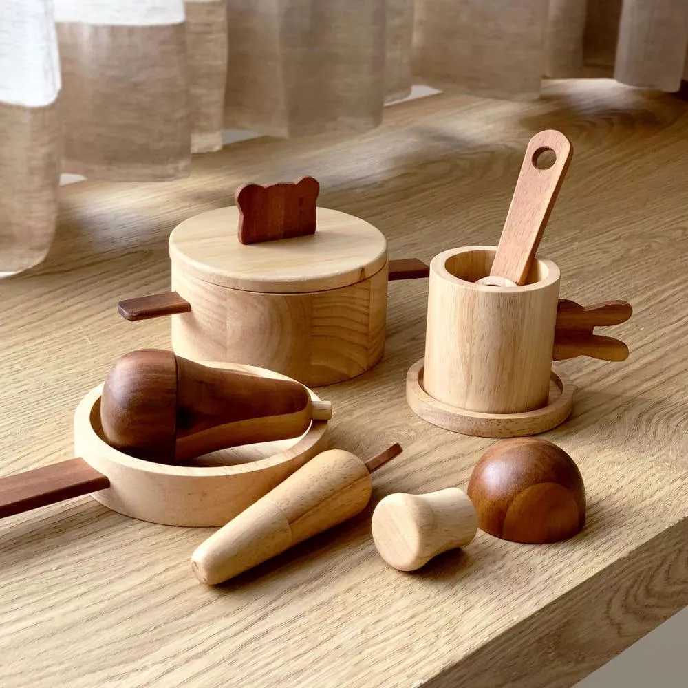 木質廚房玩具角色扮演