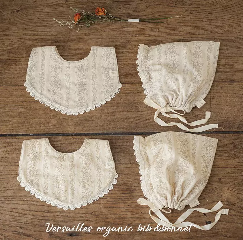 有機棉圍兜+嬰兒帽組