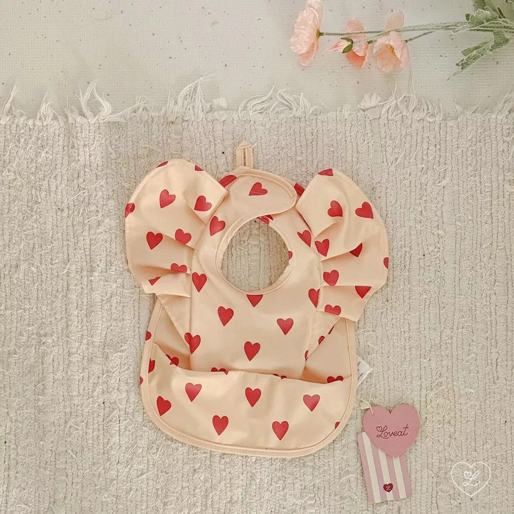 心形荷葉邊防水圍兜