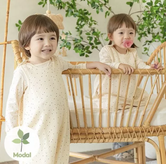 睡覺背心/防踢被베베라온 모달 보온 아기 수면조끼 도트야