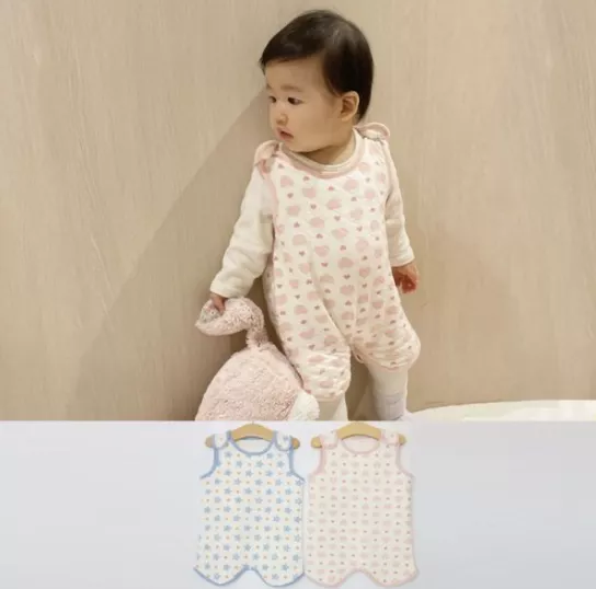 睡覺背心/防踢被유아 아기 별하트 누빔 롱 수면조끼 면100%