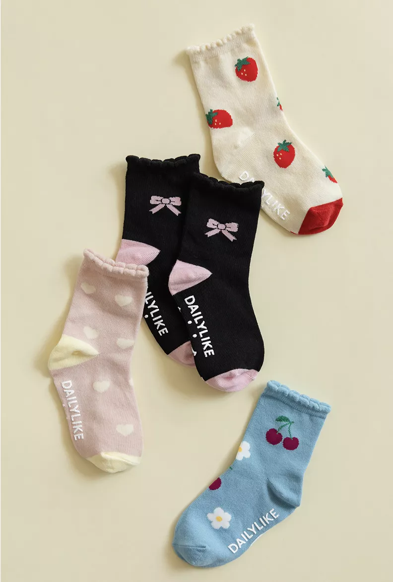 (set)可愛襪子데일리 키즈 러블리 프릴 삭스 4P - 01 세트