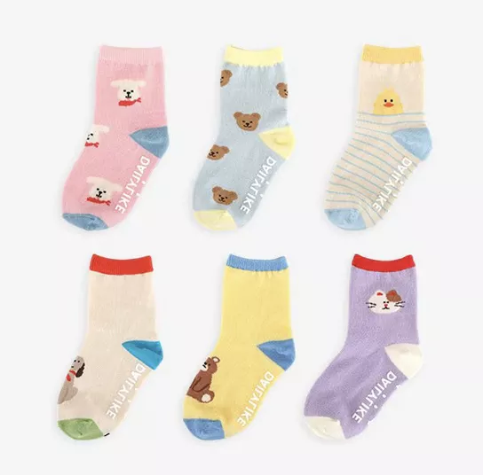 (set)每日動物 데일리 애니멀 키즈 삭스 6P