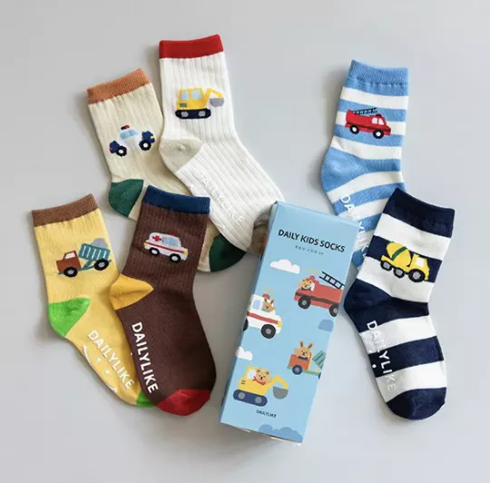 (set)工程車隊 兒童襪중장비 구조대 키즈 삭스 6P - 01 세트