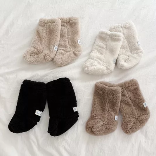 嬰兒 冬季毛絨襪 아기 풋워머 겨울 털양말