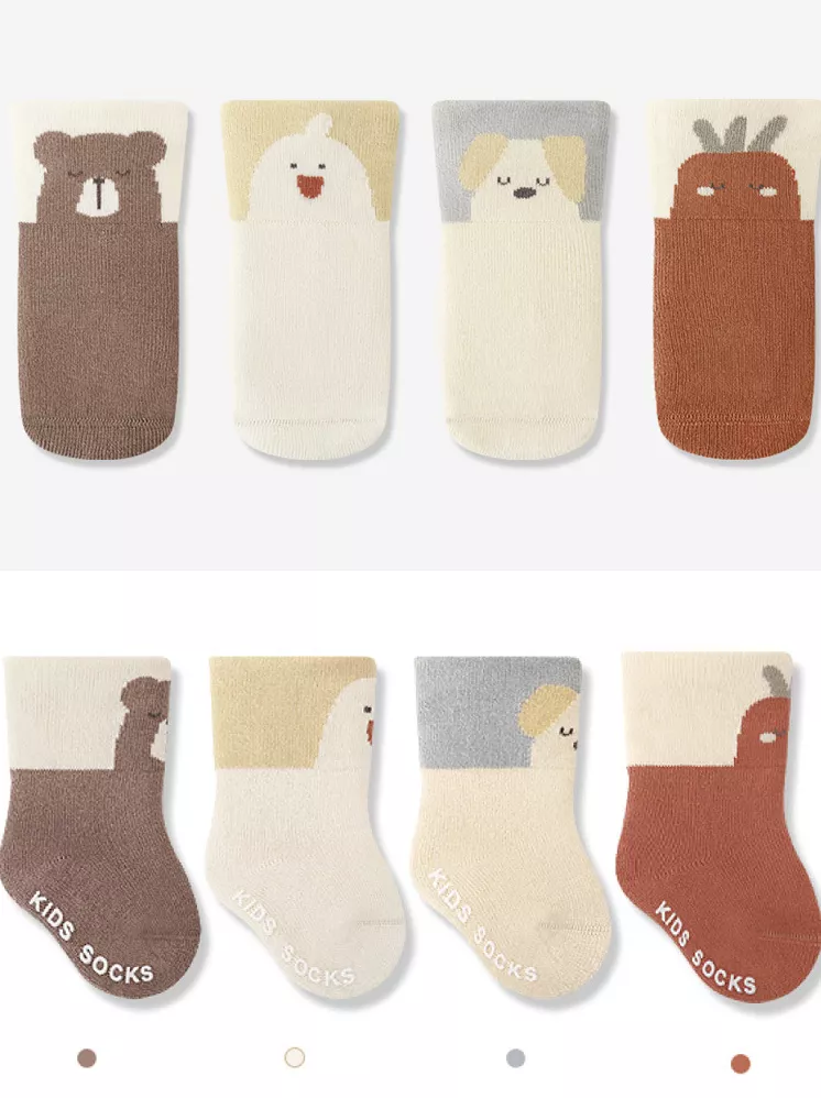 (set)可愛小熊[꼼지] NC64파일 큐티림펫(4족)양말세트 신생아 베이비 방한양말 아기 유아