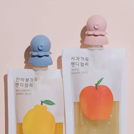 (set)海洋動物 幼兒輔食防漏瓶蓋+盒子