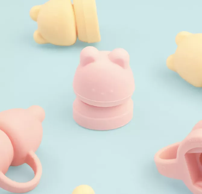 (set)熊熊 幼兒輔食防漏瓶蓋+盒子