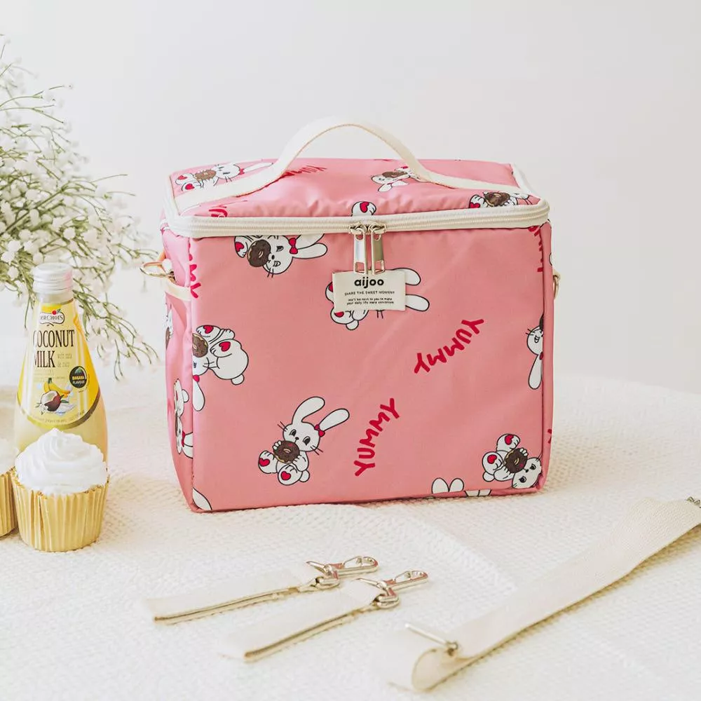 方形便當袋(可拆卸帶子)(多色）