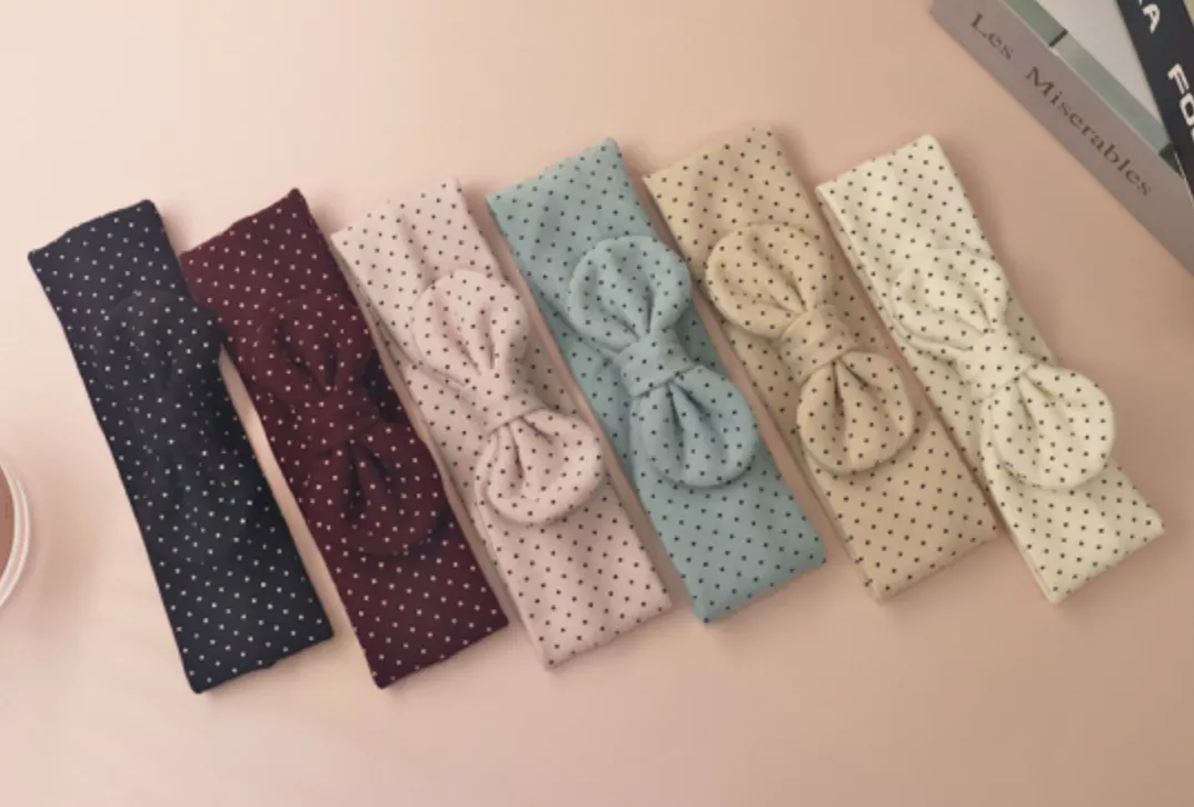 迷你圓點蝴蝶結髮帶