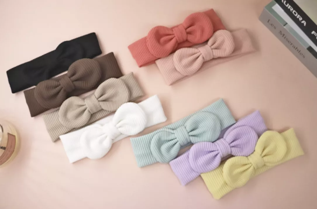 圓形條紋蝴蝶結髮帶