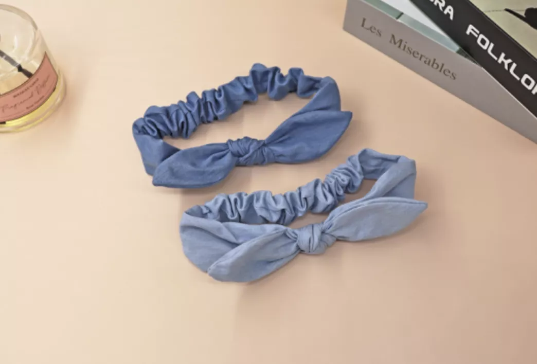 牛仔蝴蝶結髮帶