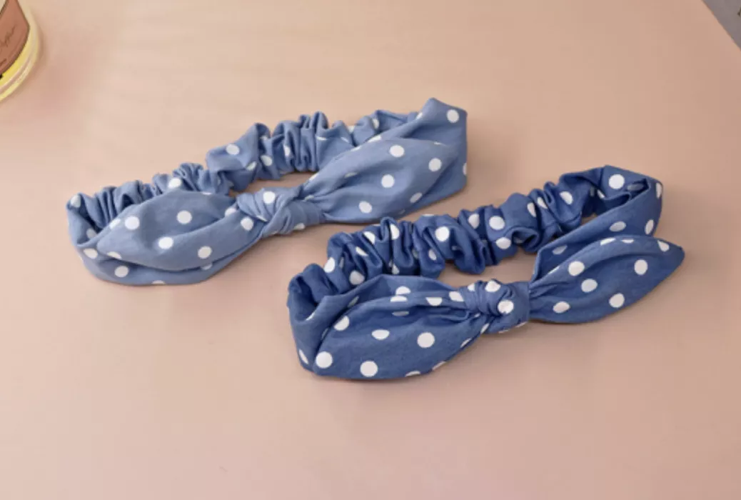 點點牛仔蝴蝶結髮帶