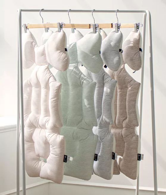 <a-nuri>條紋嬰兒車靠墊+枕頭