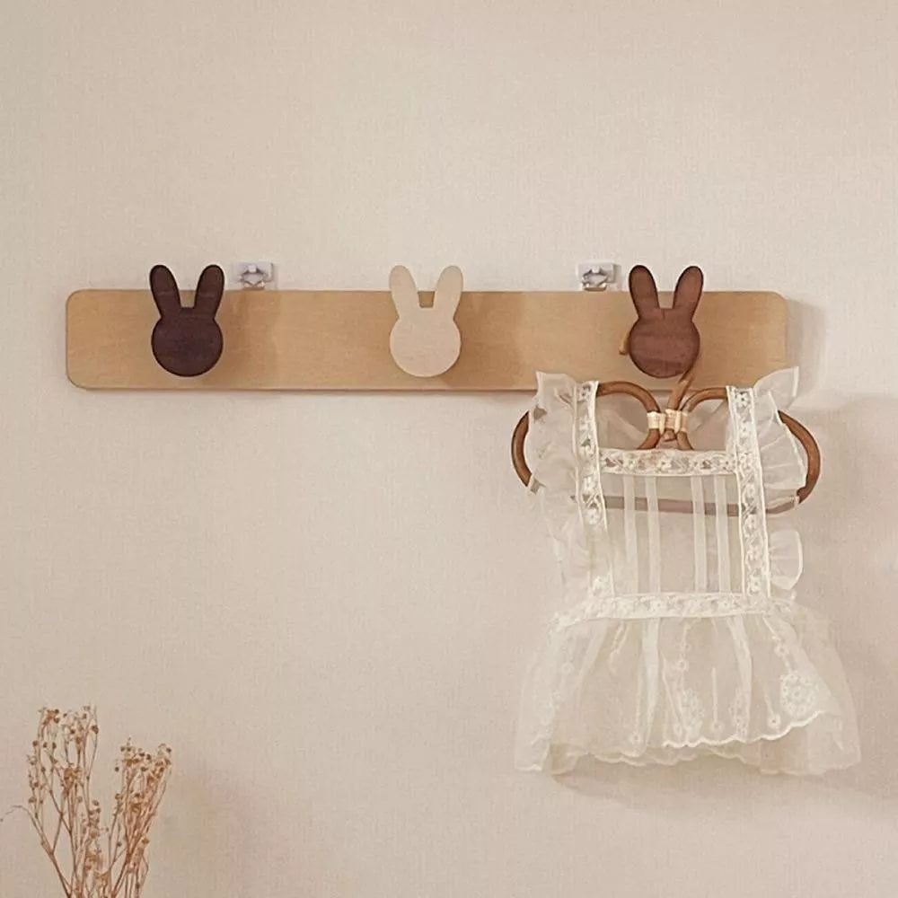 兔兔木製壁掛衣架