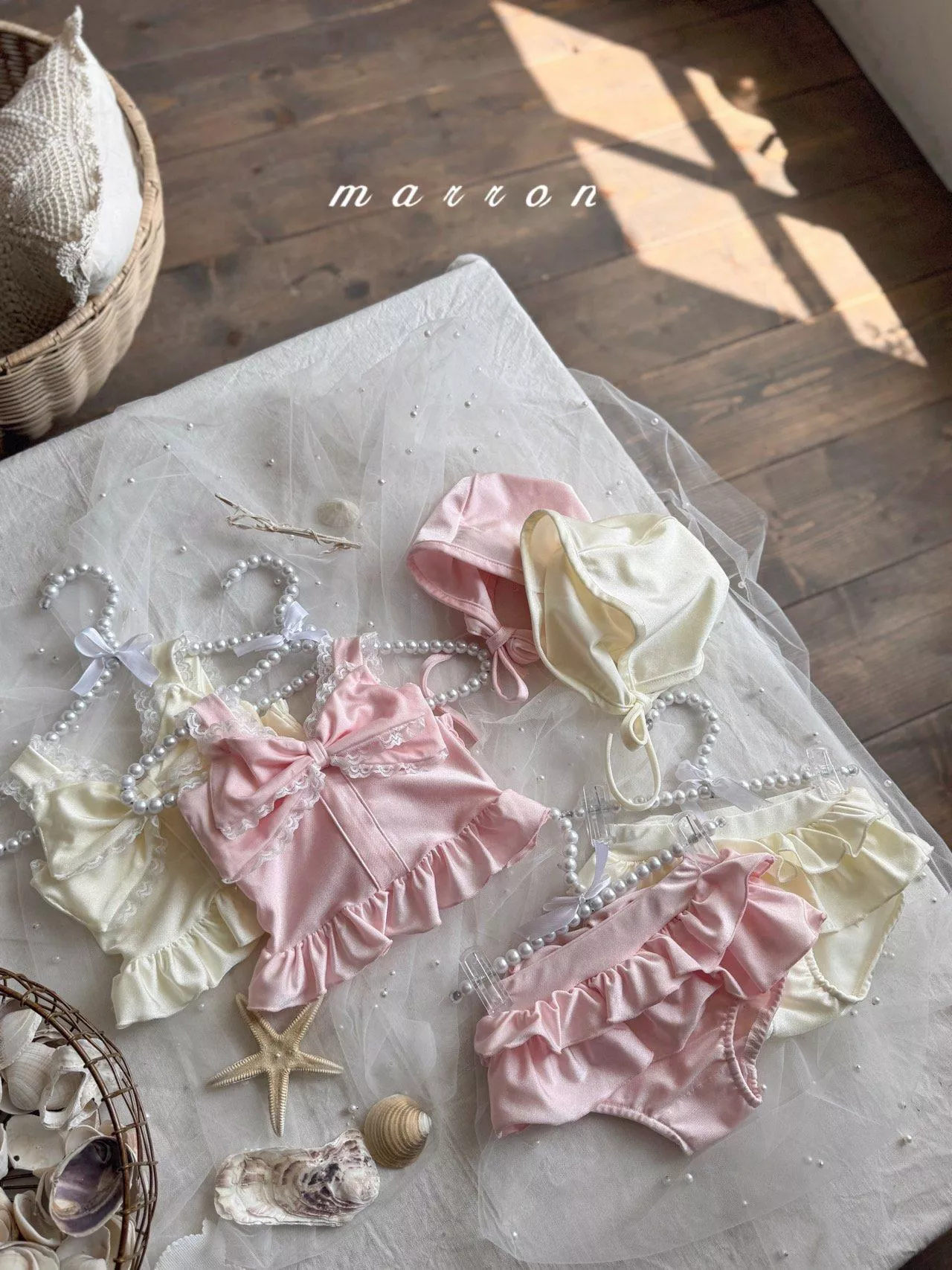 <Marron>泳裝SET（泳衣+泳褲+泳帽）