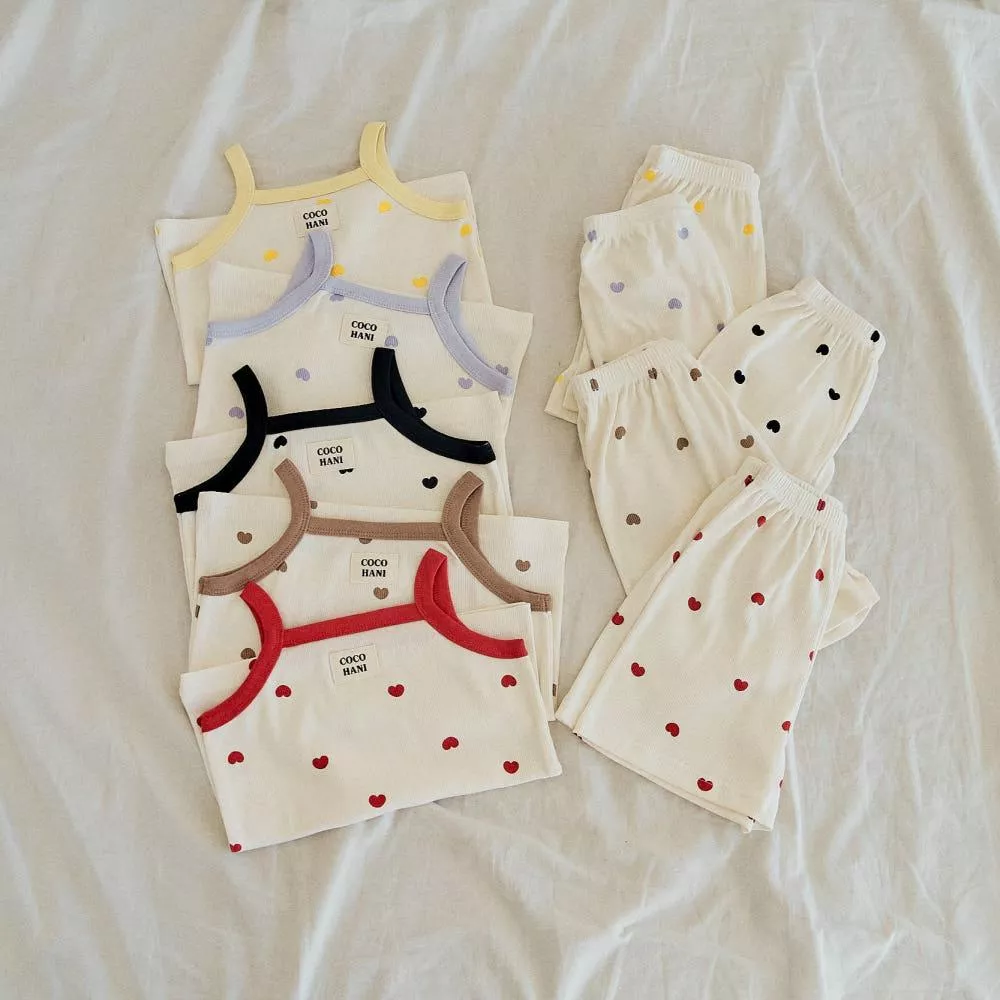 羅紋愛心背心套裝/室內服