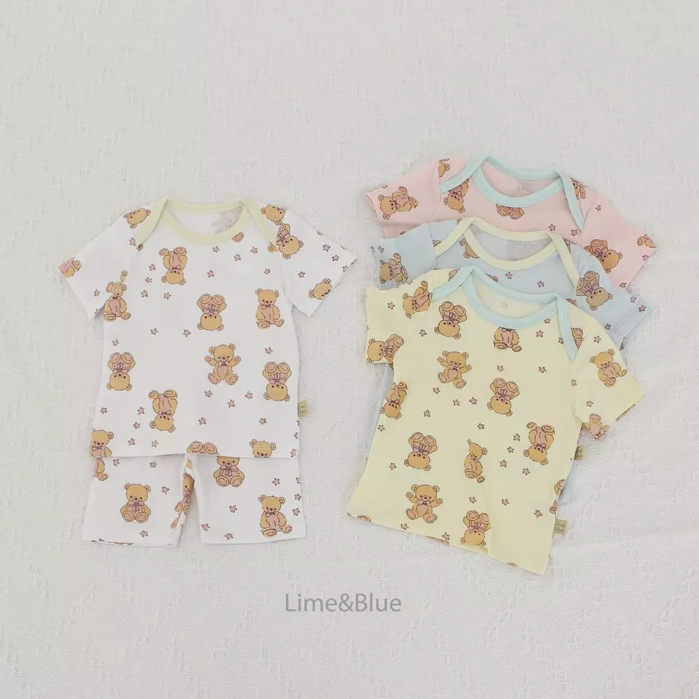 <limenblue>熊熊上下套裝-baby