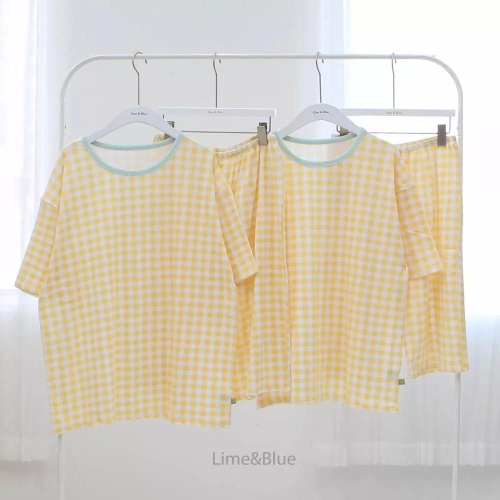 <limenblue>格紋上下套裝-大人
