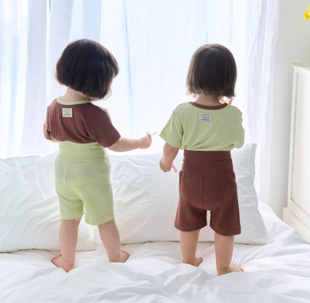 羅紋撞色上下套裝