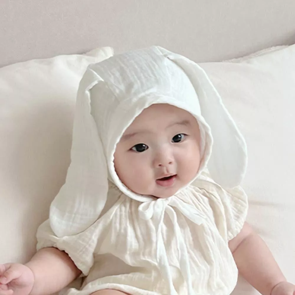 新生兒紗布帽子-兔子(3色)