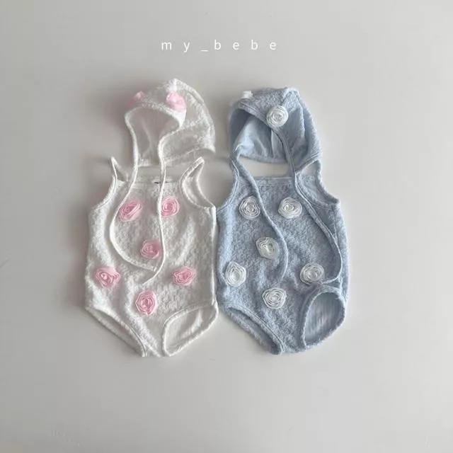 <Mybebe夏>泳裝（泳衣+帽子）