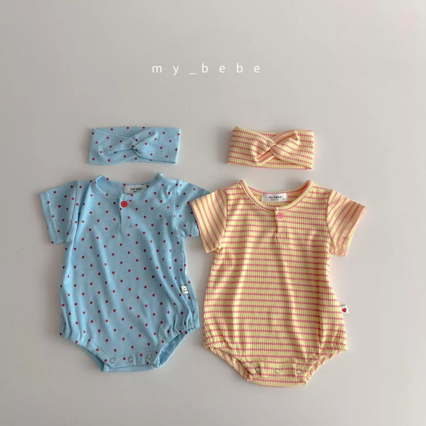 <Mybebe夏>包屁衣+髮飾髮帶