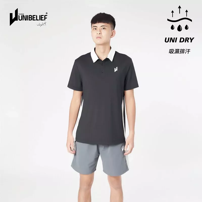 男拼接撞色短袖POLO上衣
