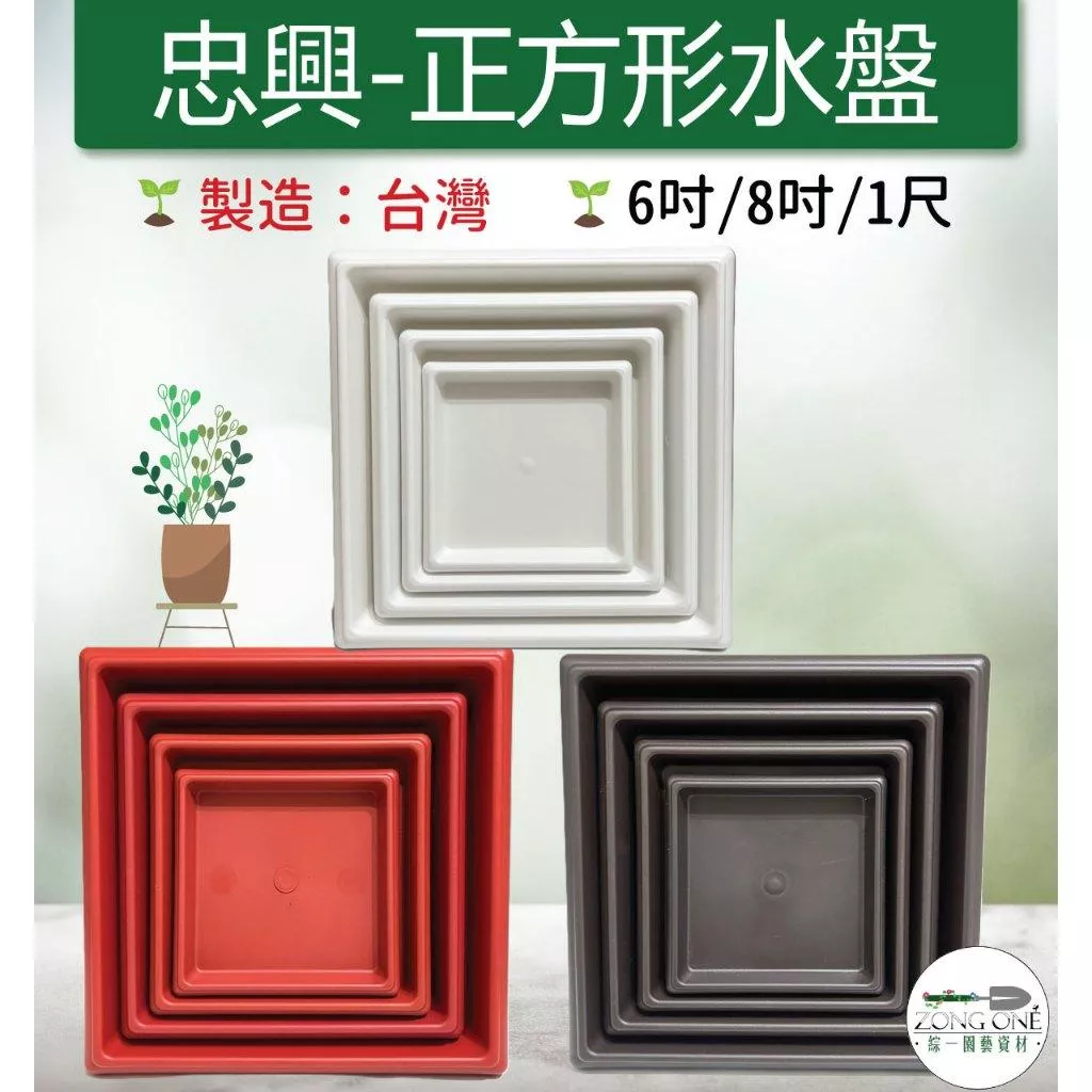 【滿額免運】水盤 正方形盆專用  6吋/8吋/1尺 水盤 方形水盤 底盤 接水盤 集水盤  盆器底盤 儲水盤 排水托盤
