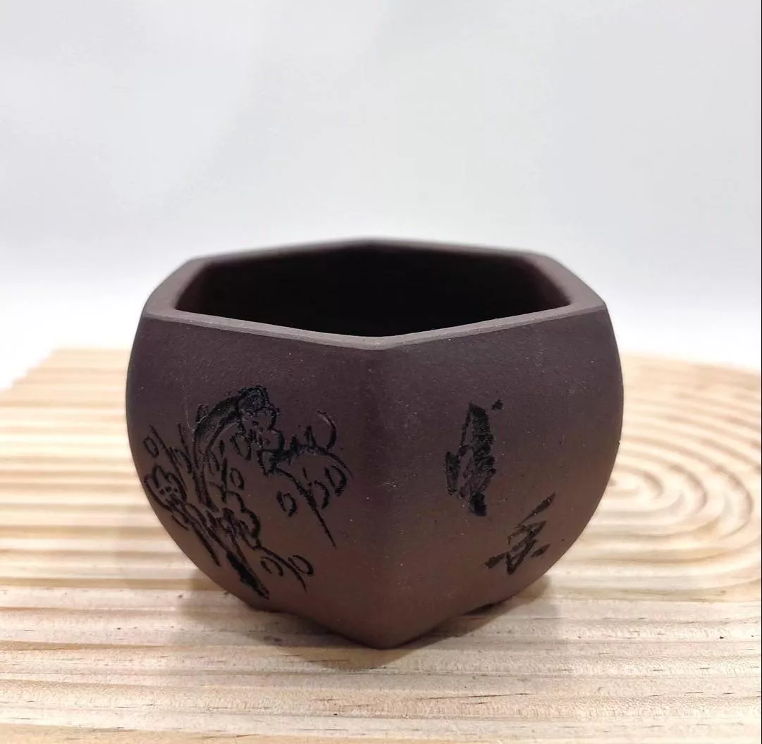 【滿額免運】紫砂 六角圓弧盆 中國風 多肉 紫砂花盆 透氣蘭花盆 紫砂花盆 羅漢松花盆 紫砂盆景盆 透氣 古典 綜一園藝