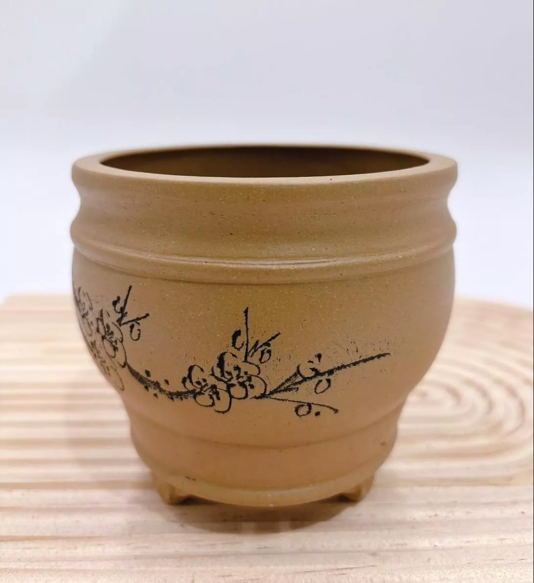 【滿額免運】黃泥 圓型盆 中國風 多肉 紫砂花盆 透氣蘭花盆 紫砂花盆 羅漢松花盆 紫砂盆景盆 透氣 古典 綜一園藝