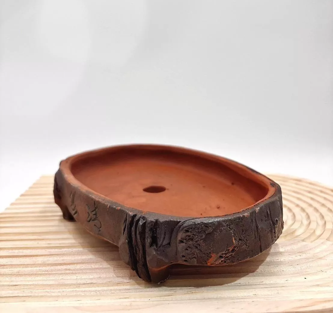 【滿額免運】木紋 扁盆 中國風 多肉 陶土花盆 透氣盆 花盆 多肉植物 仙人掌 古典 綜一園藝