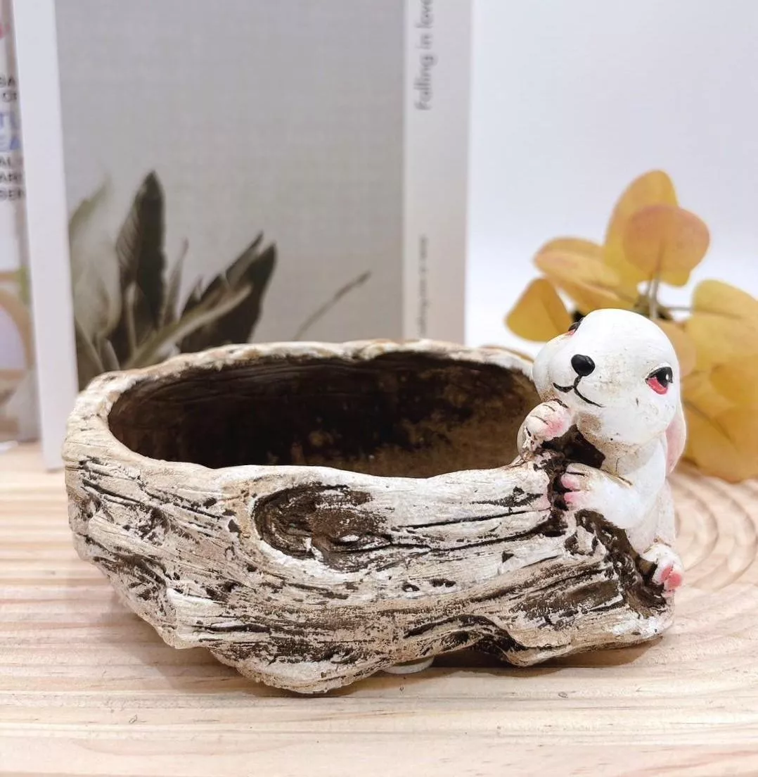 【滿額免運】兔子 花盆 動物花盆 生活家飾 陶盆 蘭花盆 多肉花盆 仙人掌花盆 陶瓷花盆 小盆栽 盆器  綜一園藝