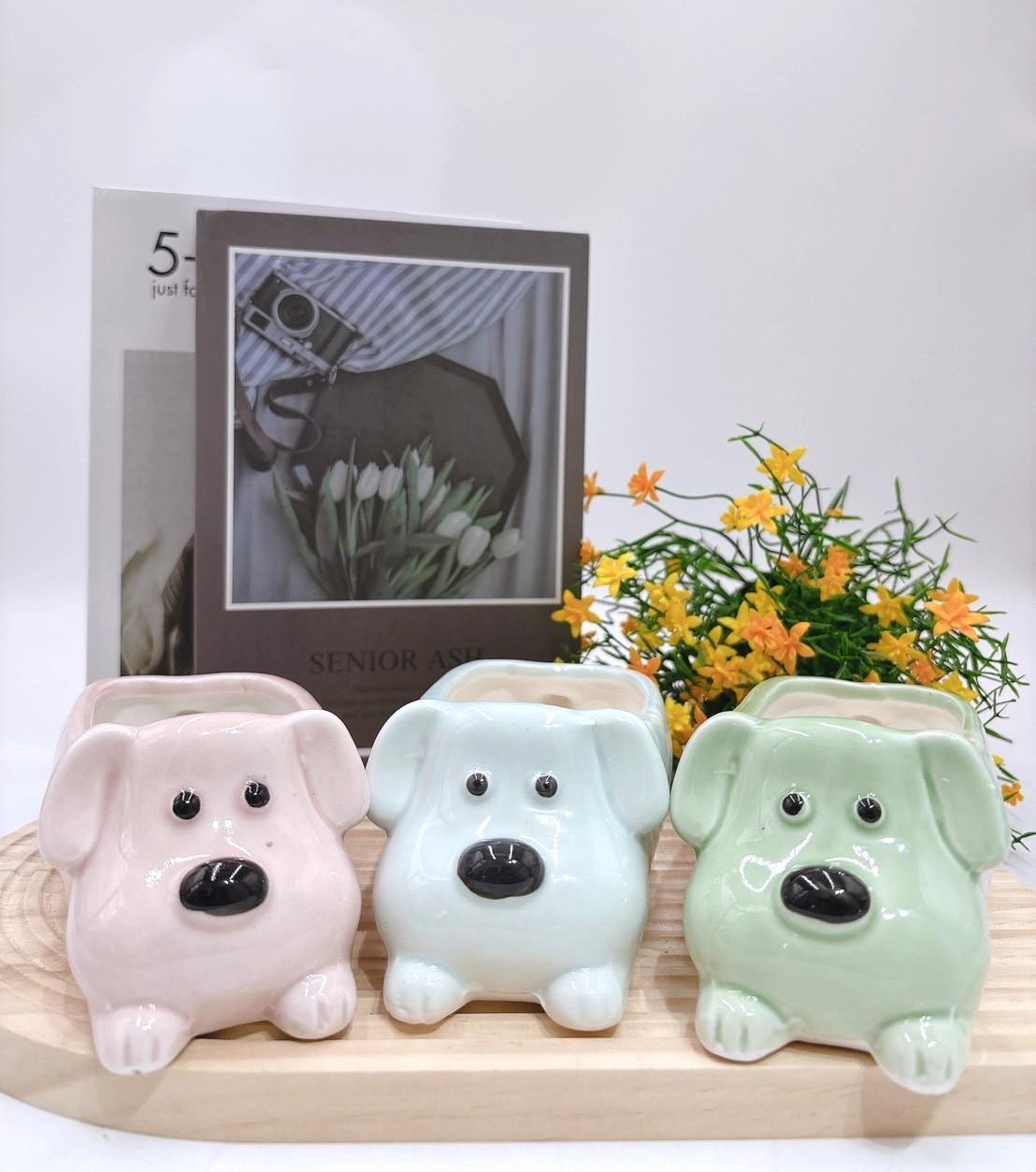 【滿額免運】小萌狗花盆 小狗 可愛風 動物花盆 陶盆 蘭花盆 多肉花盆 仙人掌花盆 陶瓷花盆 小盆栽 盆器  綜一園藝
