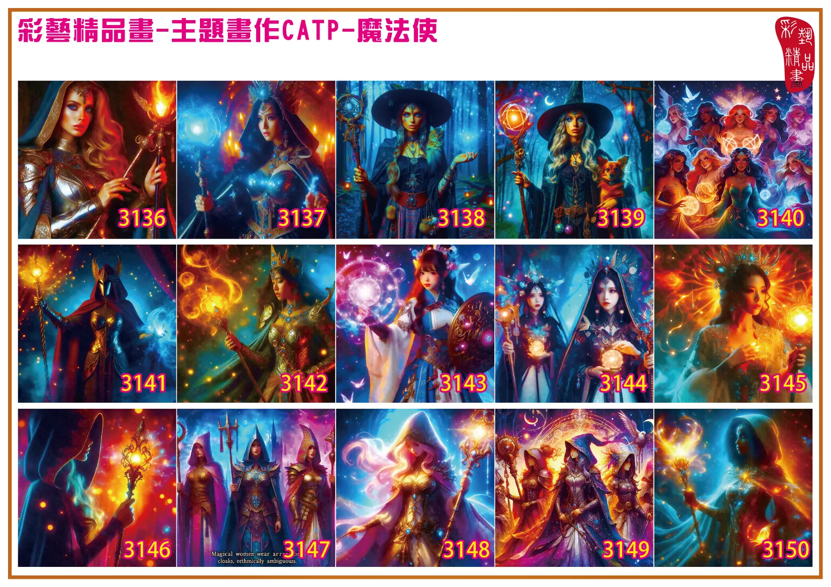 彩藝精品畫 印刷複製畫 主題畫作 魔法使 客製畫 (包邊油畫與PP相紙霧面大圖) 方形 CATP-3141~3150 多種尺寸可選