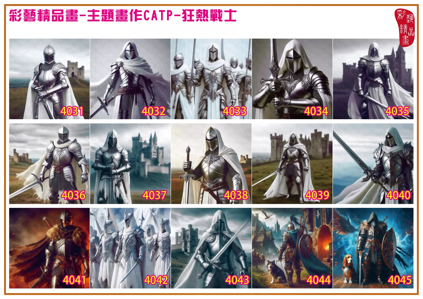 彩藝精品畫 印刷複製畫 主題畫作 狂熱戰士 客製畫 (包邊油畫與PP相紙霧面大圖) 方形 CATP-4041~4050 多種尺寸可選