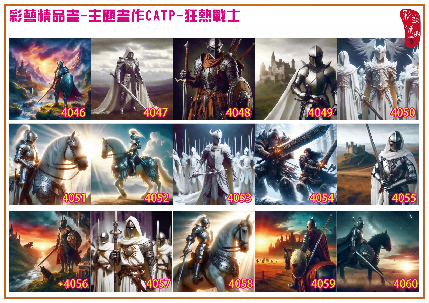 彩藝精品畫 印刷複製畫 主題畫作 狂熱戰士 客製畫 (包邊油畫與PP相紙霧面大圖) 方形 CATP-4051~4060 多種尺寸可選