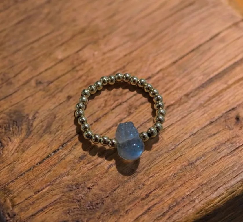 天然月光石貔貅｜低調招財細珠戒指