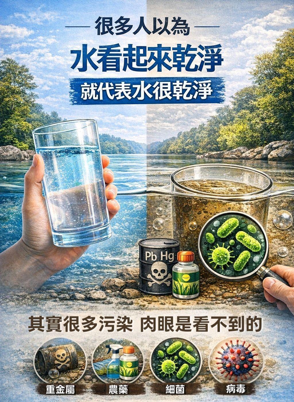 水看起來乾淨就安全嗎？揭開看不見的水污染：重金屬、農藥與細菌的飲用水風險