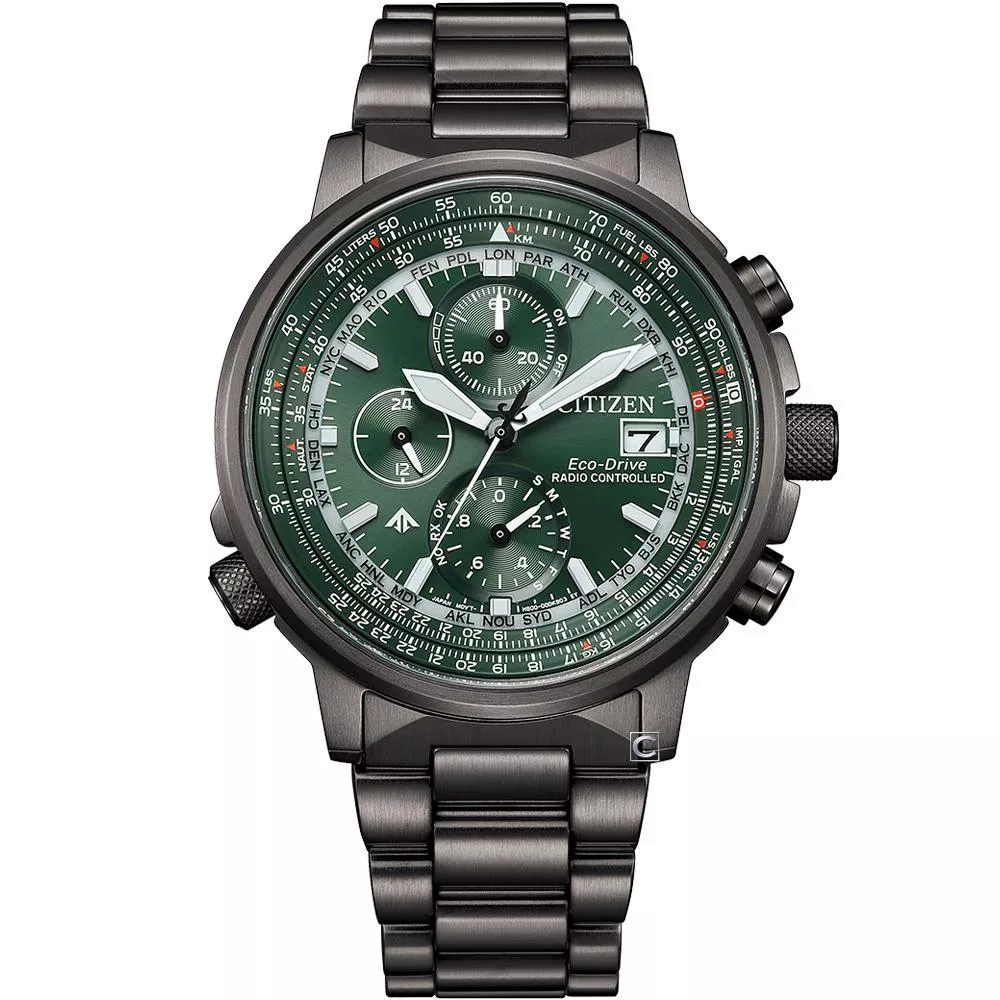 CITIZEN 星辰錶 PROMASTER Sky 光動能全球電波時計飛行錶款 男錶 手錶-AT8304-57W