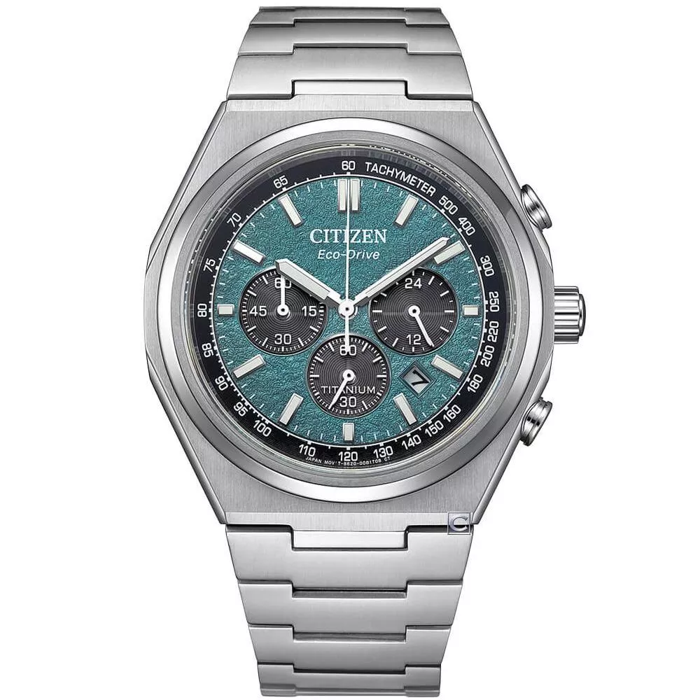 CITIZEN 星辰 Zenshin 超級鈦光動能計時腕錶-42.5mm綠 CA4610-85X
