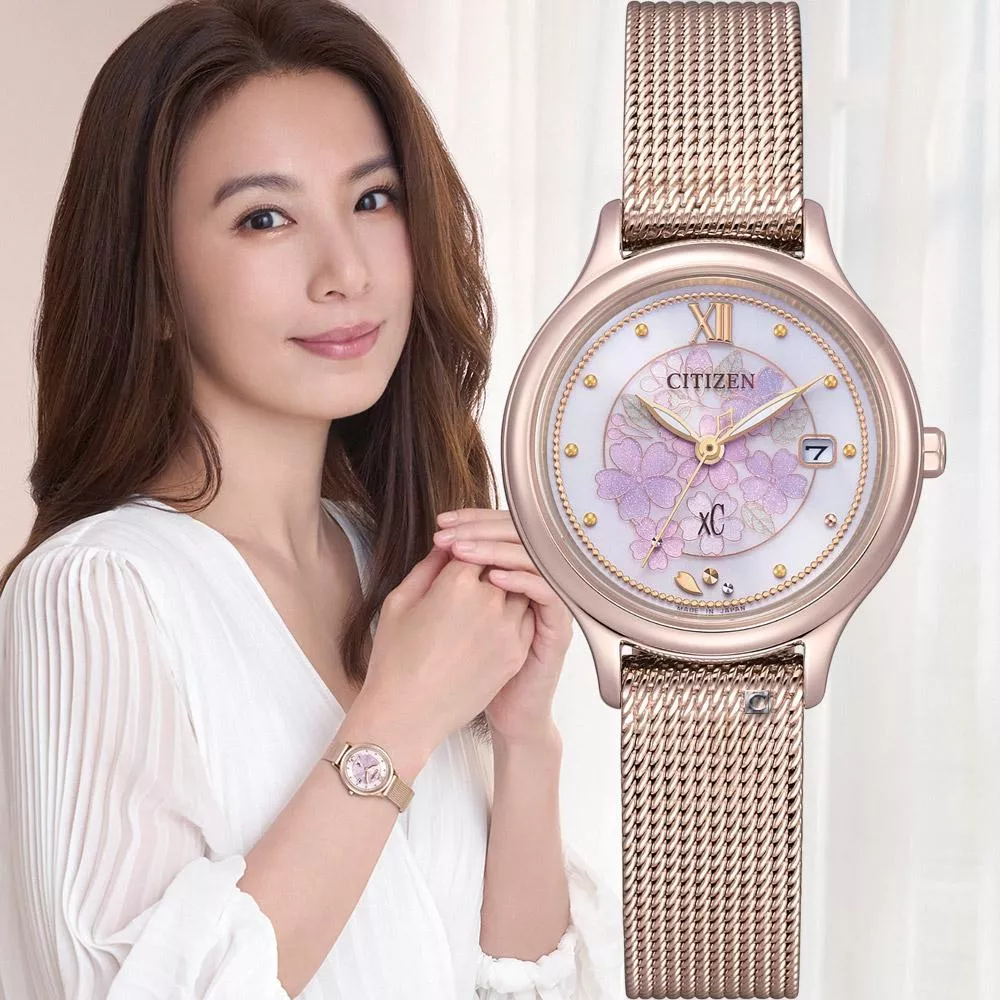 CITIZEN 星辰錶 xC 花曜日限定款 玫瑰金色 光動能錶 女錶 手錶-EW2638-56A