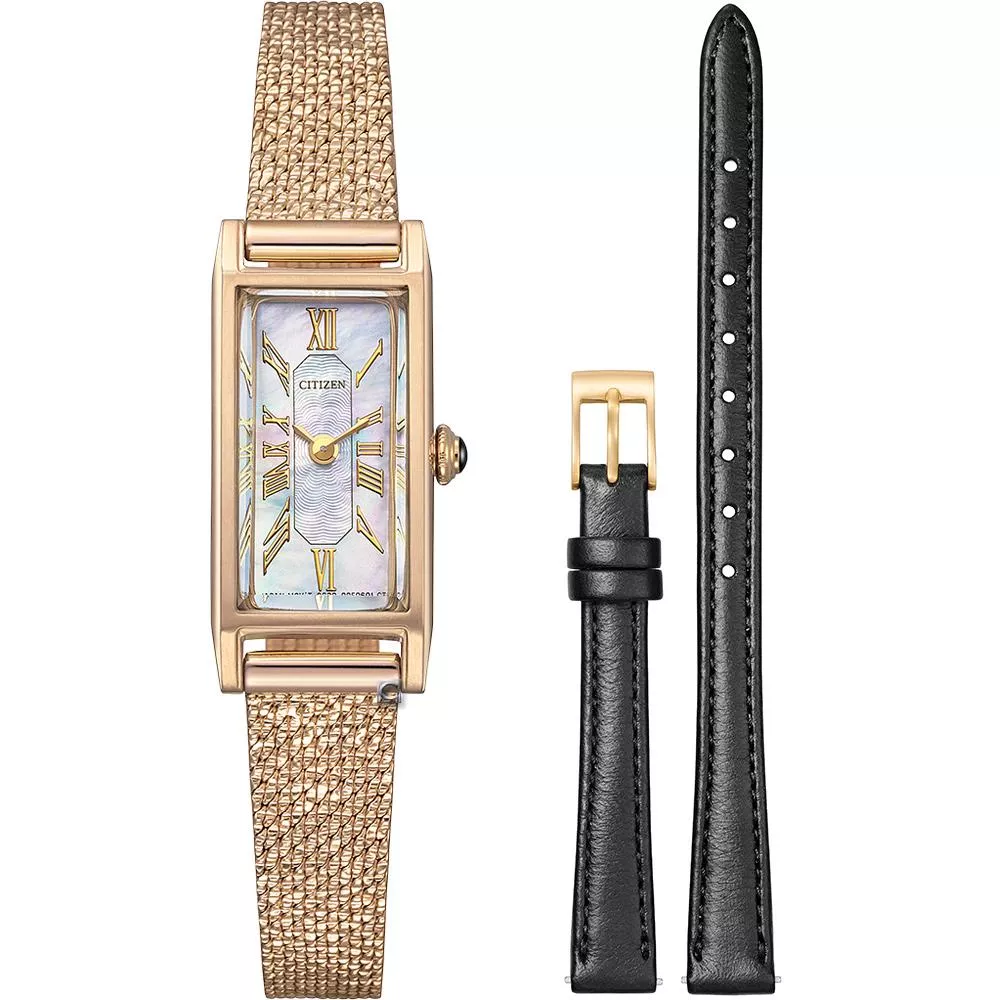 CITIZEN 星辰錶 限量 光動能 復古 LADY'S 時尚女錶 -14.3mm x30.7mm EG7043-33D