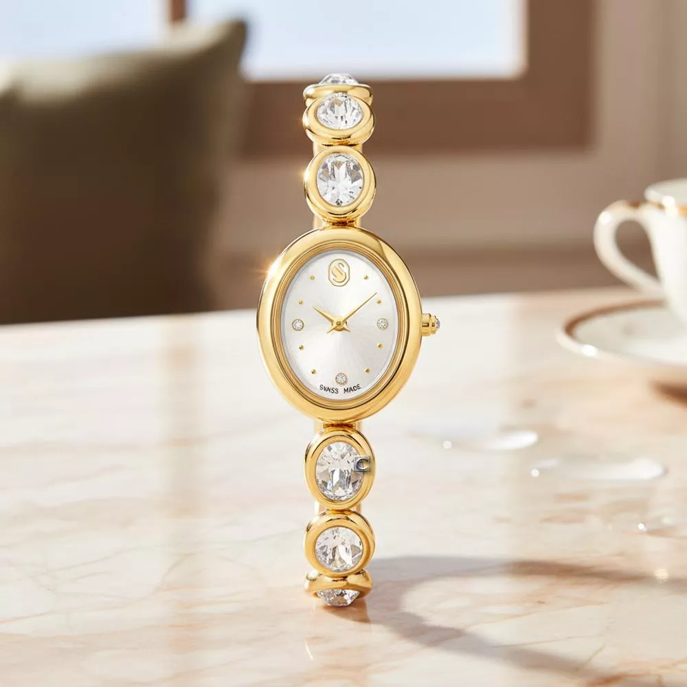 SWAROVSKI 施華洛世奇 Imber oval 無盡光芒手鍊式腕錶-25x21mm金色 (5754812)