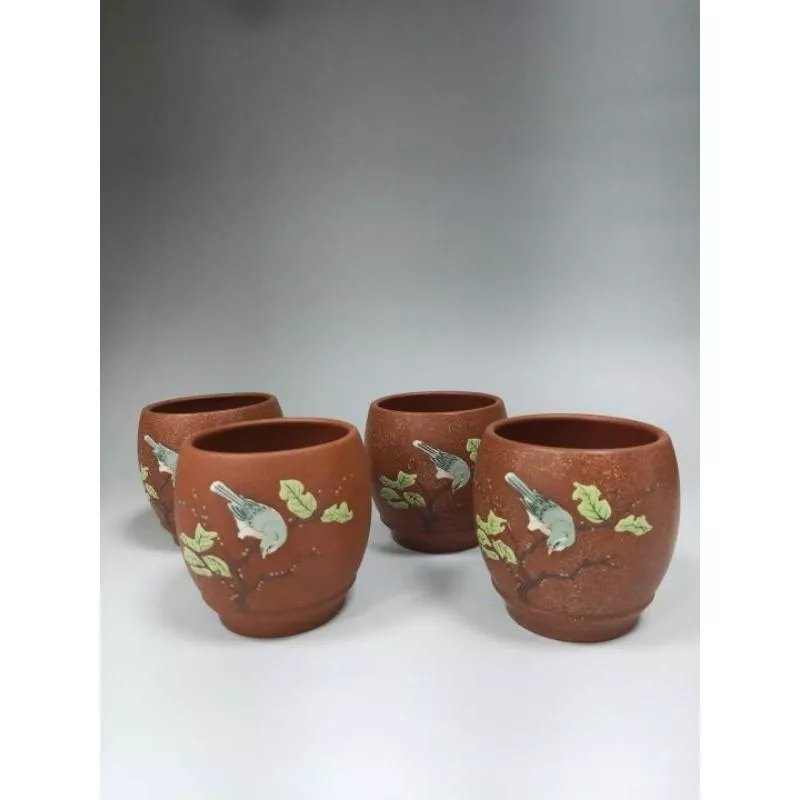 紫壺茗閣 宜興紫砂 降坡泥 四杯 180cc