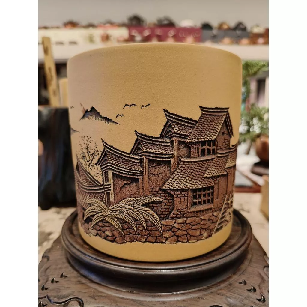 紫壺茗閣 宜興紫砂筒 精工手製