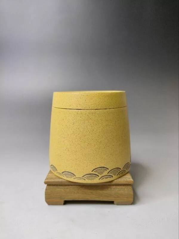 紫壺茗閣 宜興紫砂 茶倉 黃金段 高8.5公分 上寬8.5 下寬10