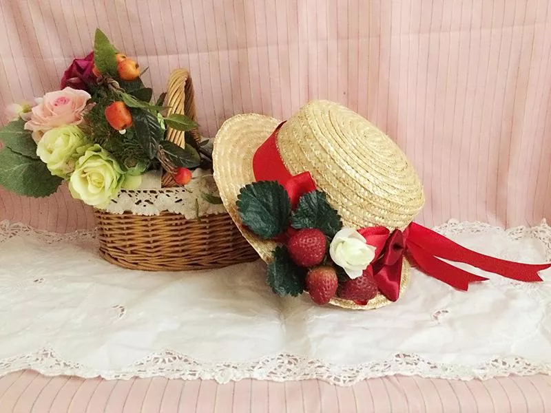 Flowery Strawberry草莓編織帽--2色