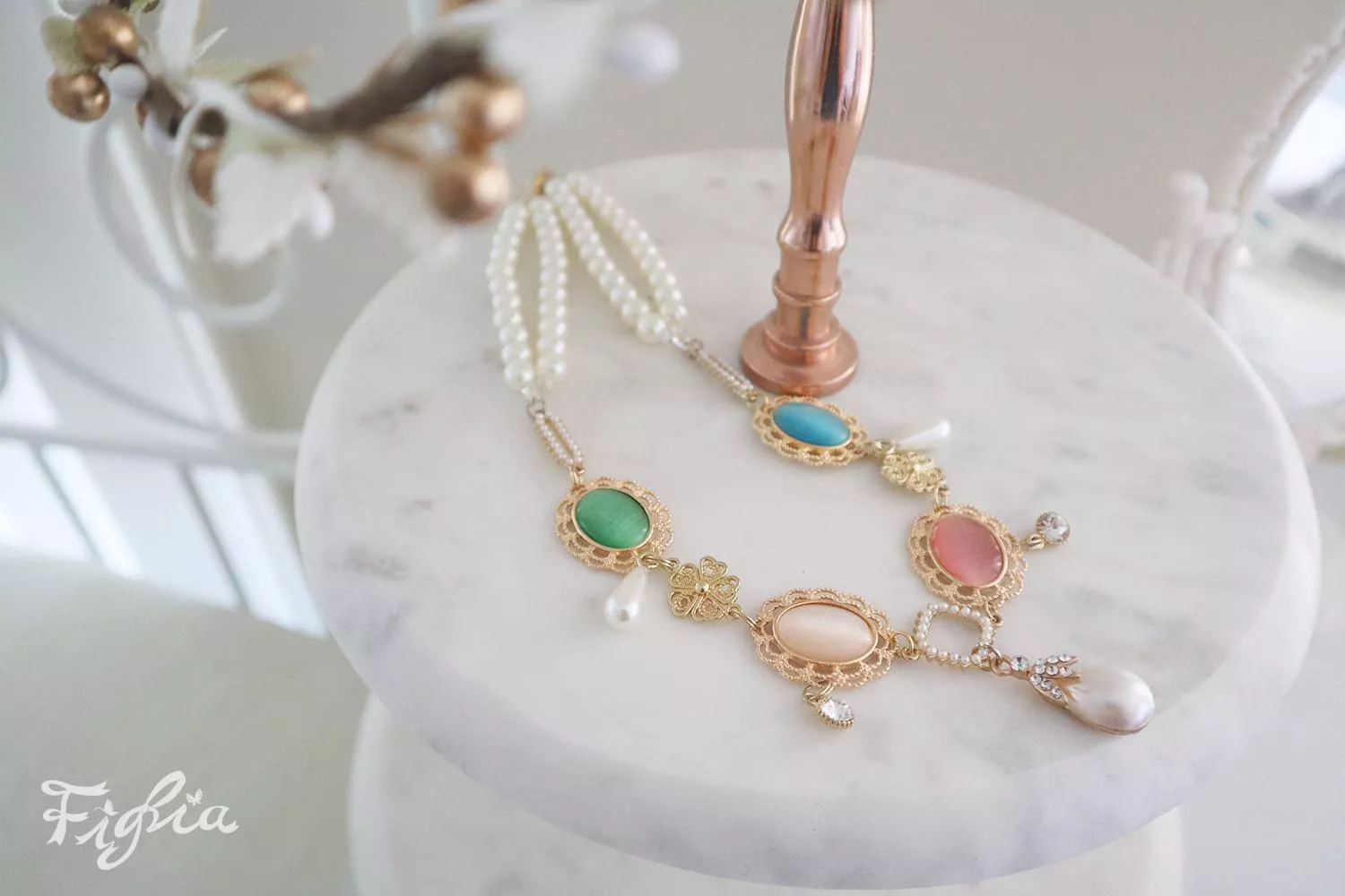 Girlish Reverie Moment 少女的片刻遐想系列彩色寶石項鍊