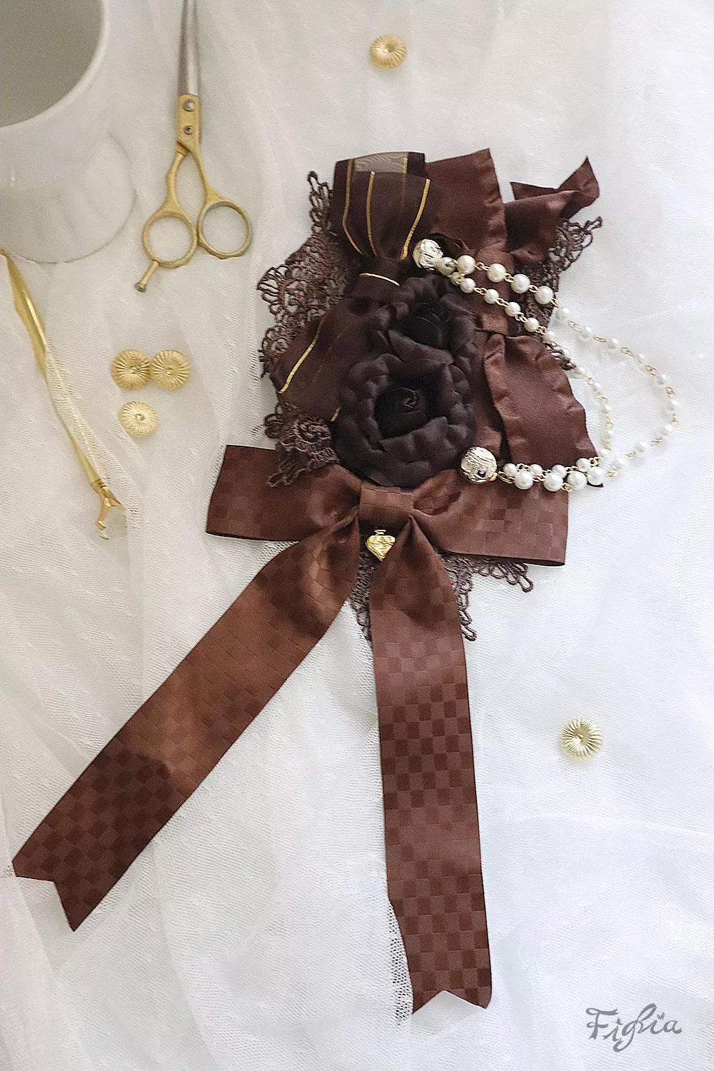 Classic Rose Lace Headdress純色古典手工花朵蕾絲頭飾